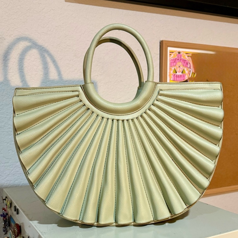 Mint Vegan Leather fanfold Satchel Bag